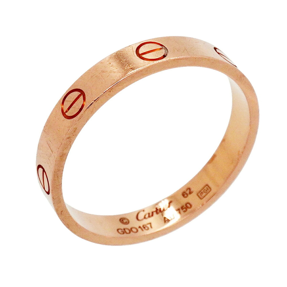 Cartier Mini Love Ring, 18K Pink Gold, Size 62, Men's, OP021927